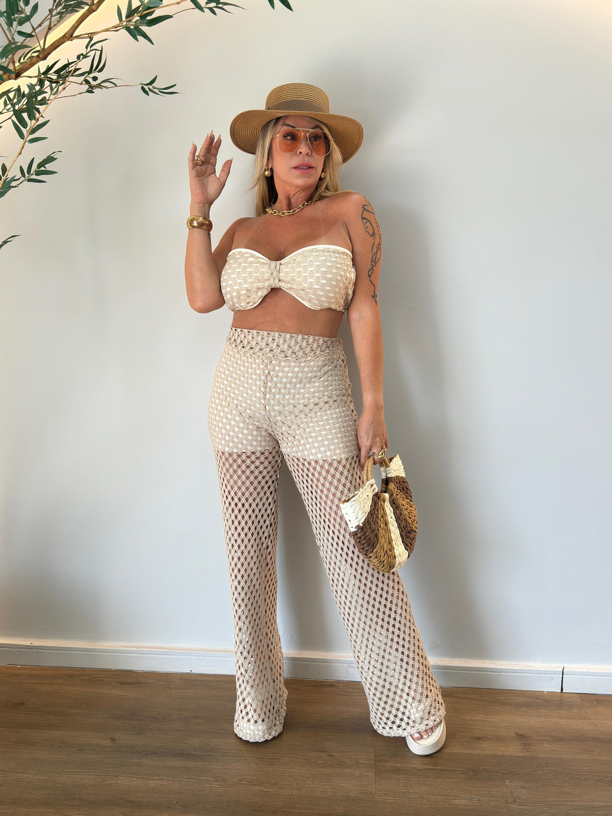 Conjunto Feminino Trançado Fresco Para o Verão - VB