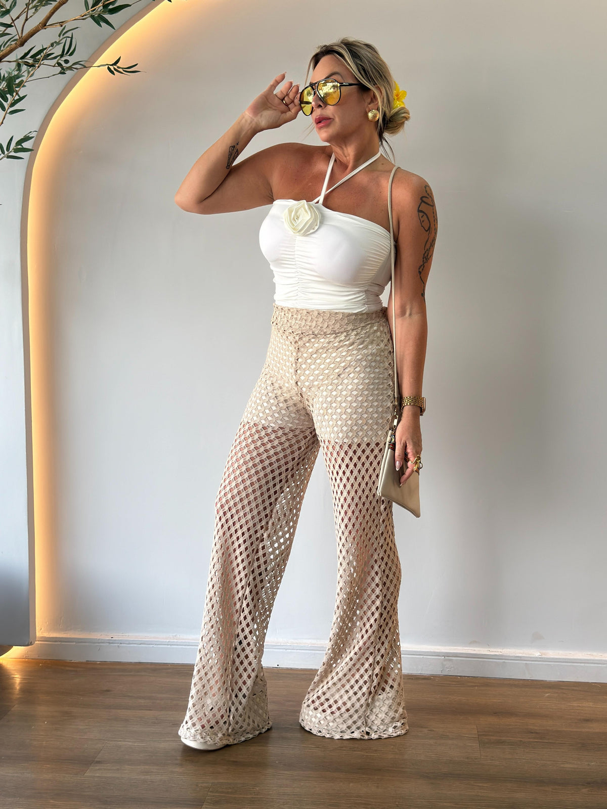 Conjunto Feminino Trançado Fresco Para o Verão - VB