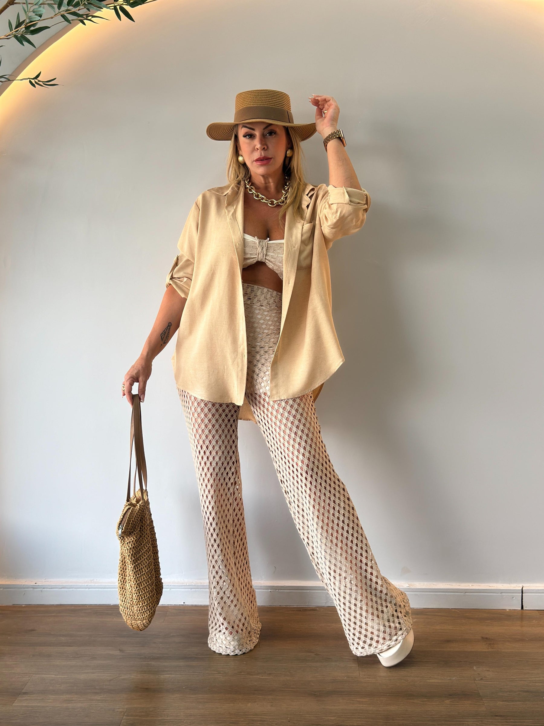 Conjunto Feminino Trançado Fresco Para o Verão - VB